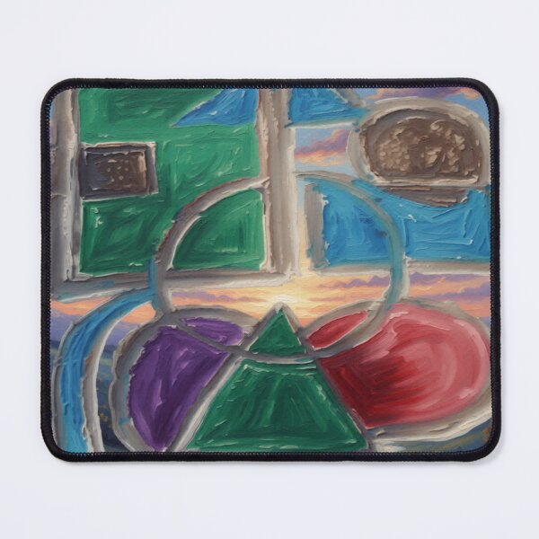 Item preview, Shapes Misbehaving Oil Landscape colorful geometric abstract design designed and sold by SmashingDeals.