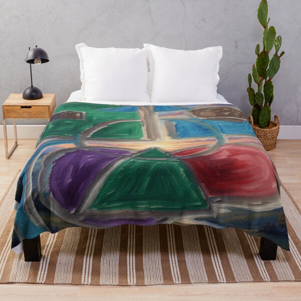 Item preview, Shapes Misbehaving Oil Landscape colorful geometric abstract design designed and sold by SmashingDeals.