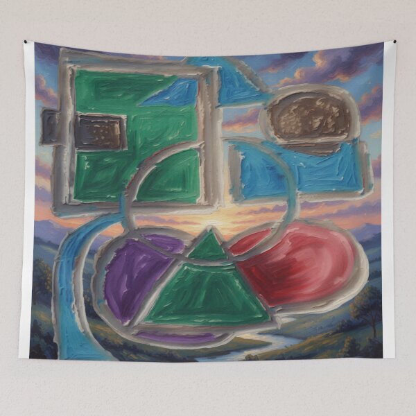 Item preview, Shapes Misbehaving Oil Landscape colorful geometric abstract design designed and sold by SmashingDeals.