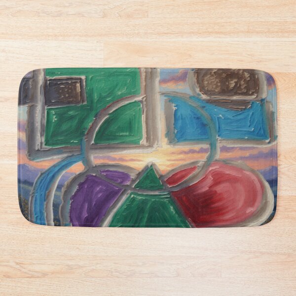 Item preview, Shapes Misbehaving Oil Landscape colorful geometric abstract design designed and sold by SmashingDeals.