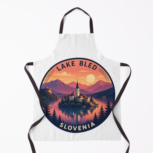 Item preview, Lake Bled Sunset Sticker – Slovenia Retro Travel Lake Art designed and sold by pod24.