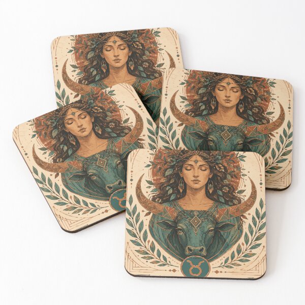 Item preview, Taurus Zodiac Goddess Art Nouveau Vintage designed and sold by CharaFei.Art.