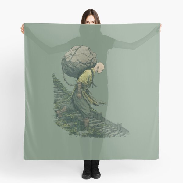 Item preview, The Weight of Discipline — Anime Monk Mountain Climb designed and sold by Mrokar.
