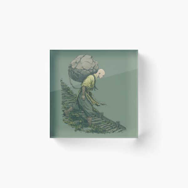 Item preview, The Weight of Discipline — Anime Monk Mountain Climb designed and sold by Mrokar.