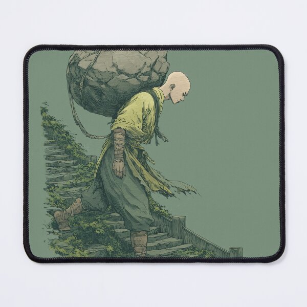 Item preview, The Weight of Discipline — Anime Monk Mountain Climb designed and sold by Mrokar.