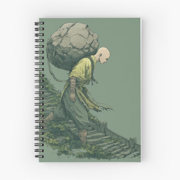 Item preview, The Weight of Discipline — Anime Monk Mountain Climb designed and sold by Mrokar.