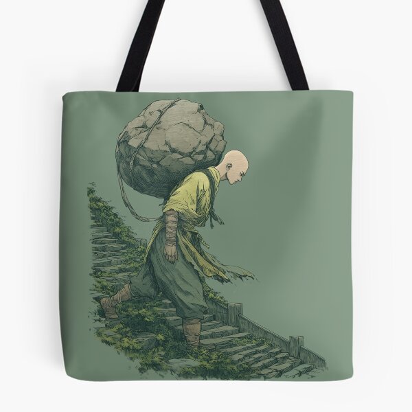 Item preview, The Weight of Discipline — Anime Monk Mountain Climb designed and sold by Mrokar.