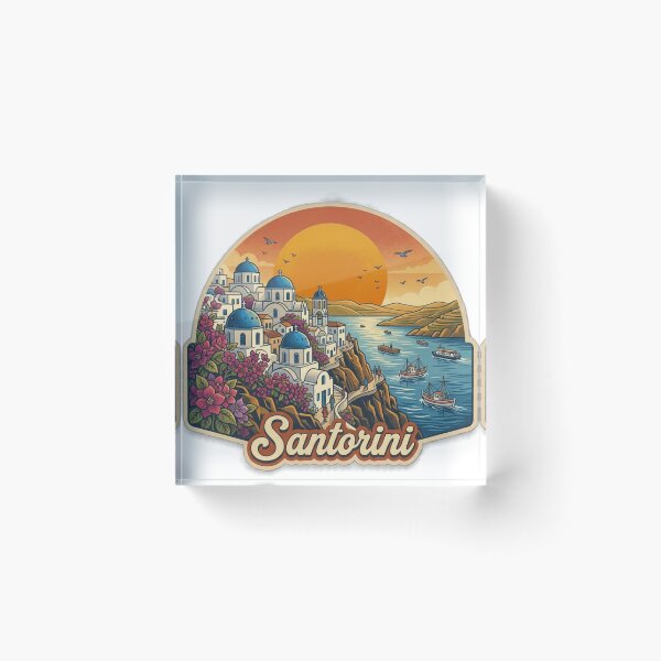 Item preview, Santorini Vintage Retro Travel Design designed and sold by MIArt Studio.