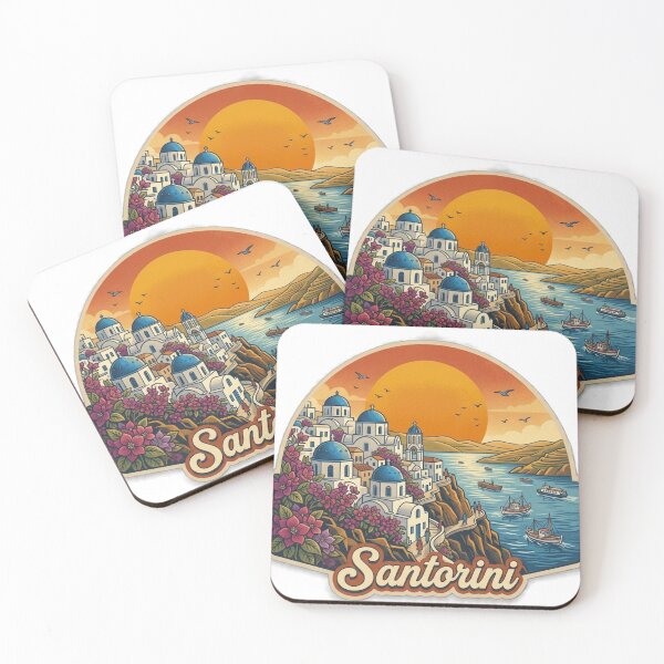 Item preview, Santorini Vintage Retro Travel Design designed and sold by MIArt Studio.