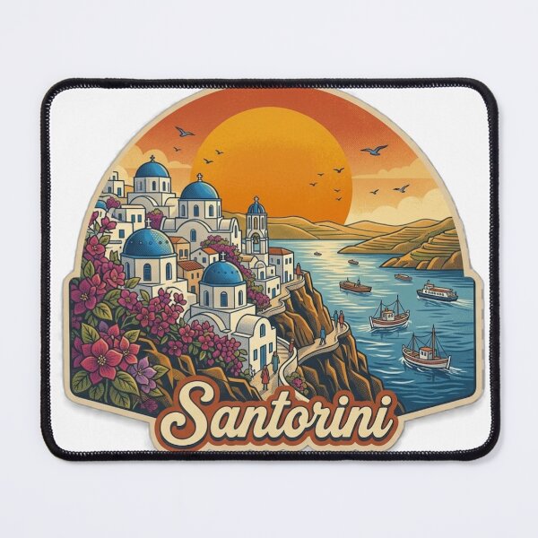 Item preview, Santorini Vintage Retro Travel Design designed and sold by MIArt Studio.