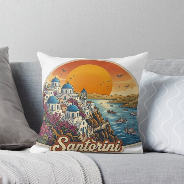 Item preview, Santorini Vintage Retro Travel Design designed and sold by MIArt Studio.