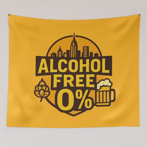 Item preview, Alcohol Free 0% City Badge - Modern Non-Alcoholic Beer Art designed and sold by RDproject.