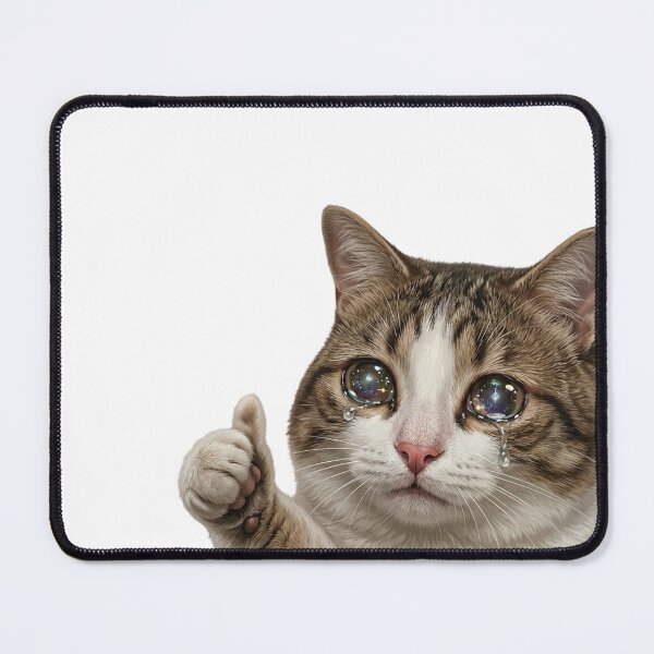 Item preview, Sad Crying Cat Thumbs Up Meme Art designed and sold by ogduckboy.