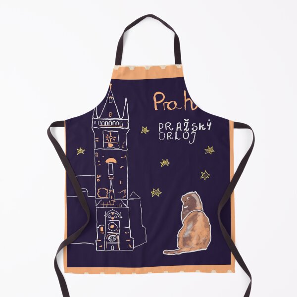 Item preview, Prague City Stamp - Gothic Orloj Clock and Cute Cat Watercolor designed and sold by Kapsula2023.