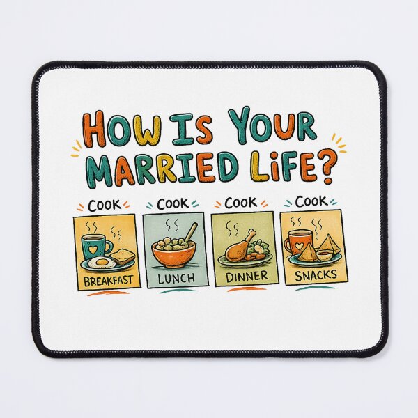 Item preview, How Is Your Married Life Funny Cooking Meme designed and sold by FEEL GOOD CLUB DESIGNS.