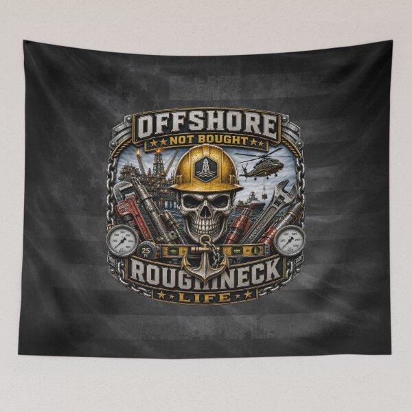 Item preview, Offshore Roughneck Life Oil Rig Worker Industrial Skull Design designed and sold by artistwill.