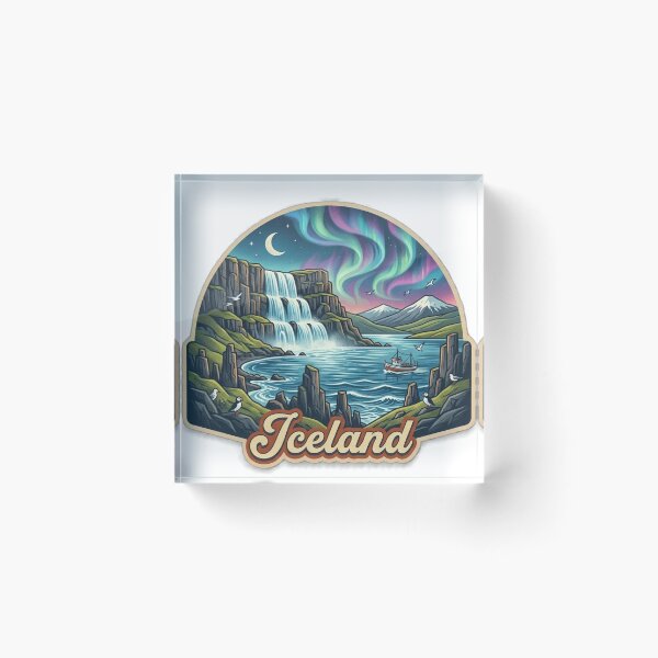 Item preview, Iceland Vintage Retro Travel Design designed and sold by MIArt Studio.