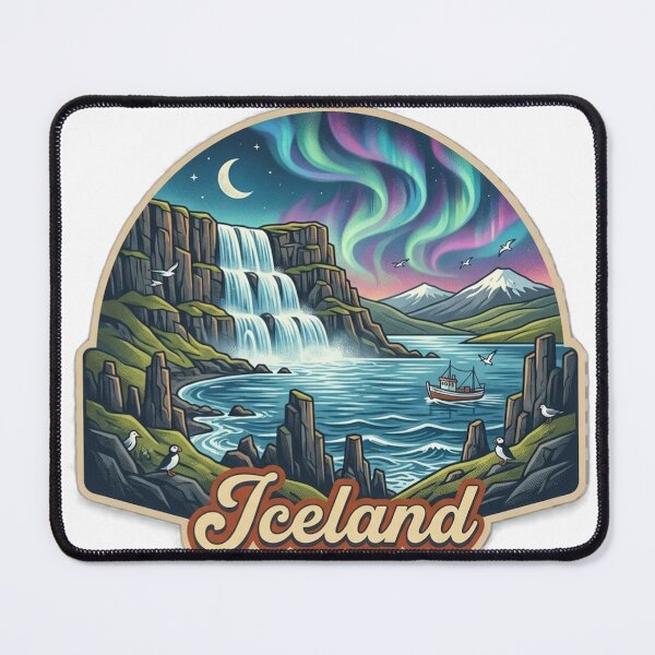 Item preview, Iceland Vintage Retro Travel Design designed and sold by MIArt Studio.