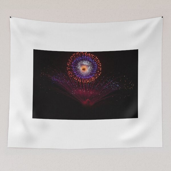 Item preview, Colorful Fireworks Display Fan Burst Over Night Sky designed and sold by Nmallia.