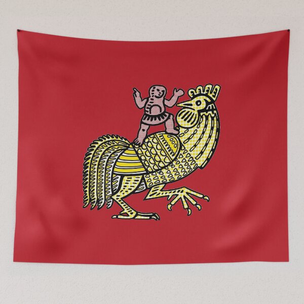 Item preview, Retro Pop Art Rooster with Figure Ben-Day Dot Design designed and sold by Terry Bain.