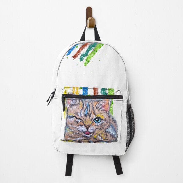 Item preview, Funny Winking Cat Sticker — Colorful Soft Pastel Kitten Art designed and sold by Vesivariart.