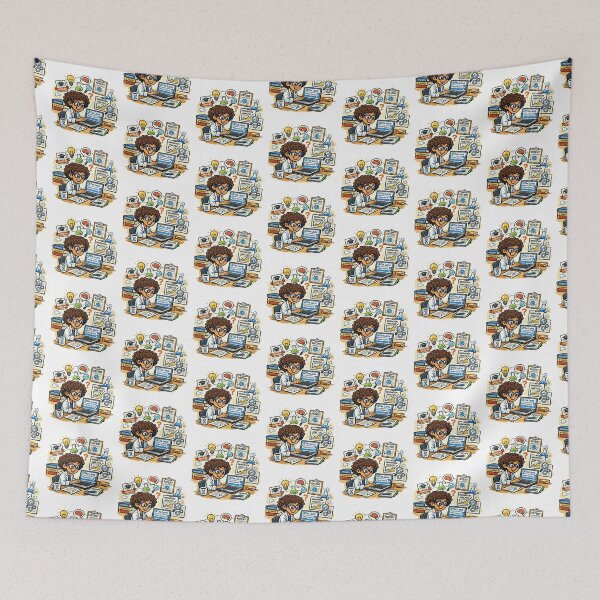 Item preview, Curly Female Scientist at Work – Productivity, Curiosity & Chocolate designed and sold by gre47.