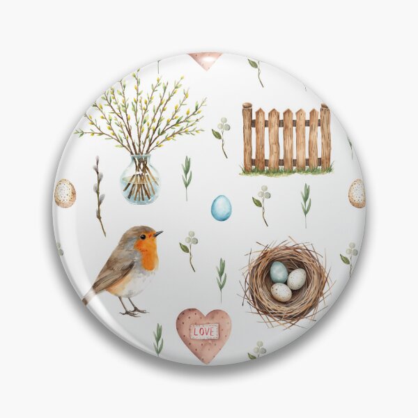 Item preview, Spring Cottagecore Watercolor Pattern | Birds, Nests & Soft Garden Charm designed and sold by HelgaCraftery.