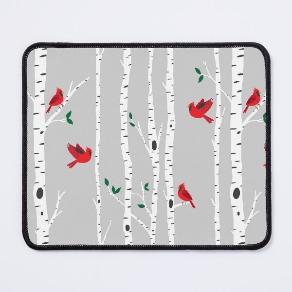 Item preview, Cardinals among the birch trees on gray designed and sold by Jennifer Ladd.