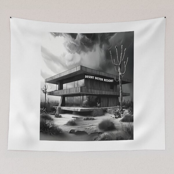 Item preview, DESERT DETOX RESORT - Brutalist Architecture Sketch designed and sold by Modern Nest Art.