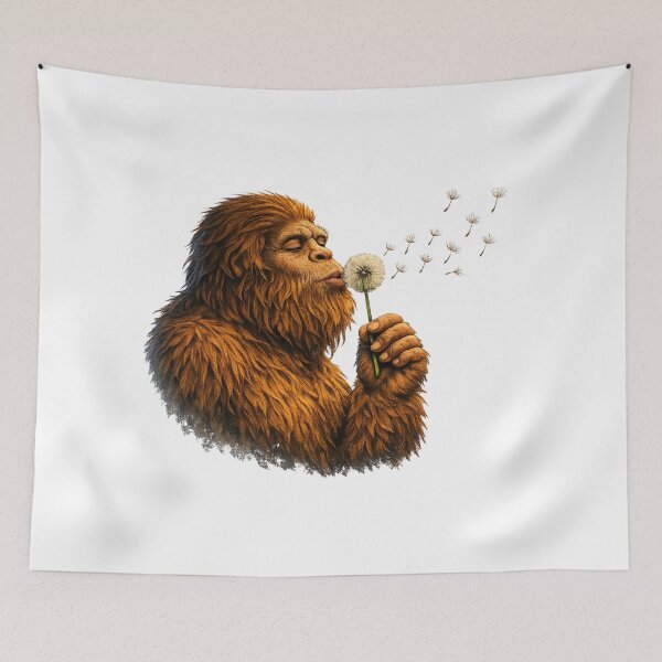 Item preview, Whimsical Bigfoot Blowing Dandelion – Fantasy Nature Tee T-Shirt designed and sold by MerchlyMike.