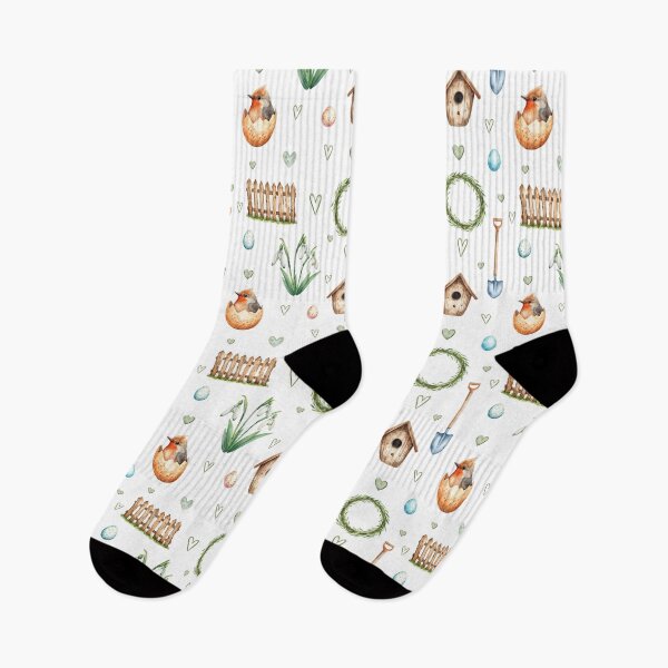 Item preview, Spring Cottagecore Watercolor Pattern | Hatching Bird, Eggs & Garden Vibes designed and sold by HelgaCraftery.