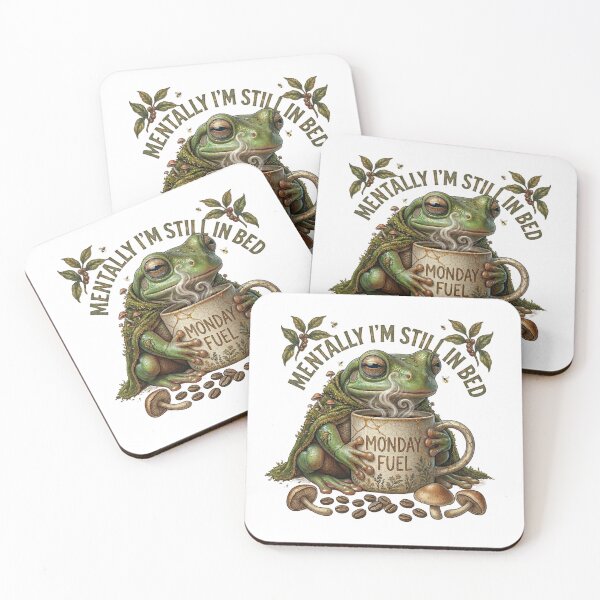 Item preview, Mentally I'm Still In Bed - Tired Coffee Frog & Goblincore Monday Fuel designed and sold by Arts Paradise.