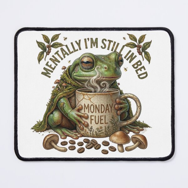 Item preview, Mentally I'm Still In Bed - Tired Coffee Frog & Goblincore Monday Fuel designed and sold by Arts Paradise.