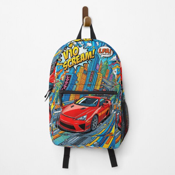 Item preview, Vibrant Pop Art Supercar Racing Through Urban Skyline designed and sold by RevUpDesign.