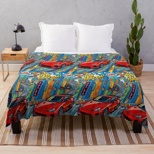 Item preview, Vibrant Pop Art Supercar Racing Through Urban Skyline designed and sold by RevUpDesign.