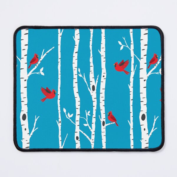 Item preview, Cardinals among the birch trees on blue designed and sold by Jennifer Ladd.