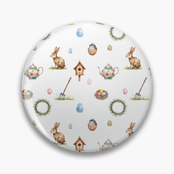 Item preview, Spring Cottagecore Watercolor Pattern | Bunny, Birds, Eggs & Garden Charm designed and sold by HelgaCraftery.