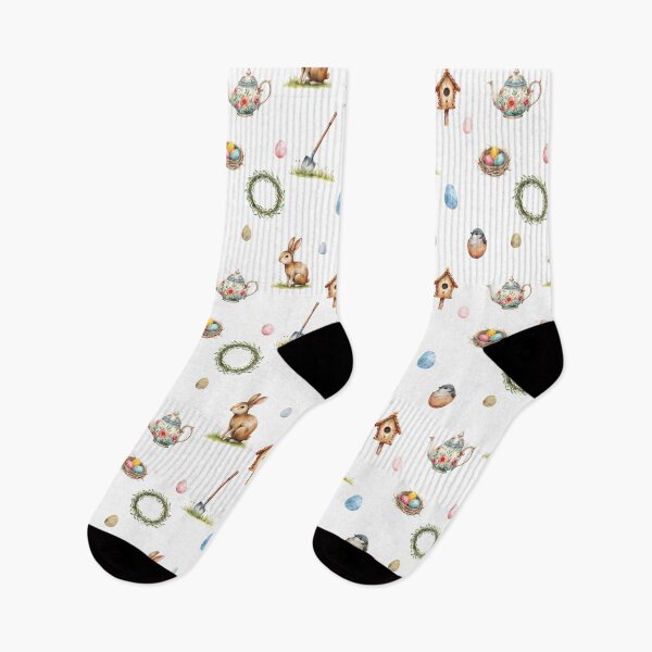 Item preview, Spring Cottagecore Watercolor Pattern | Bunny, Birds, Eggs & Garden Charm designed and sold by HelgaCraftery.