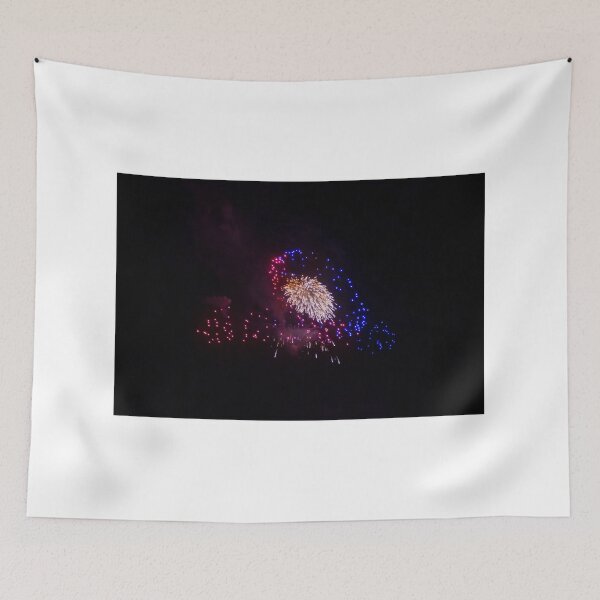 Item preview, Colorful Fireworks Display Fan Burst Over Night Sky designed and sold by Nmallia.