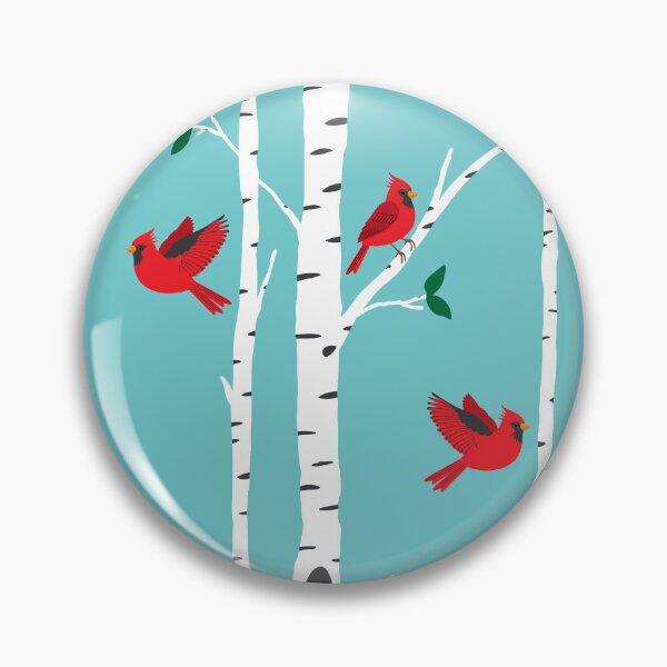 Item preview, Cardinals among the birch trees on aqua blue designed and sold by Jennifer Ladd.