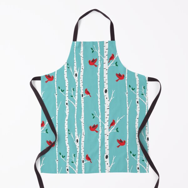 Item preview, Cardinals among the birch trees on aqua blue designed and sold by Jennifer Ladd.
