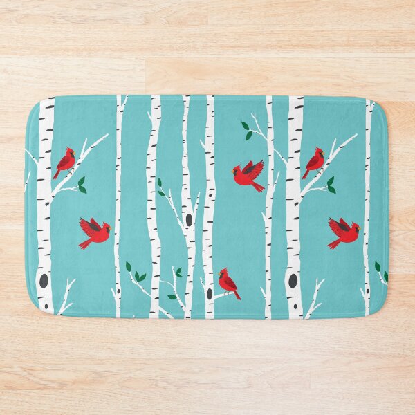 Item preview, Cardinals among the birch trees on aqua blue designed and sold by Jennifer Ladd.