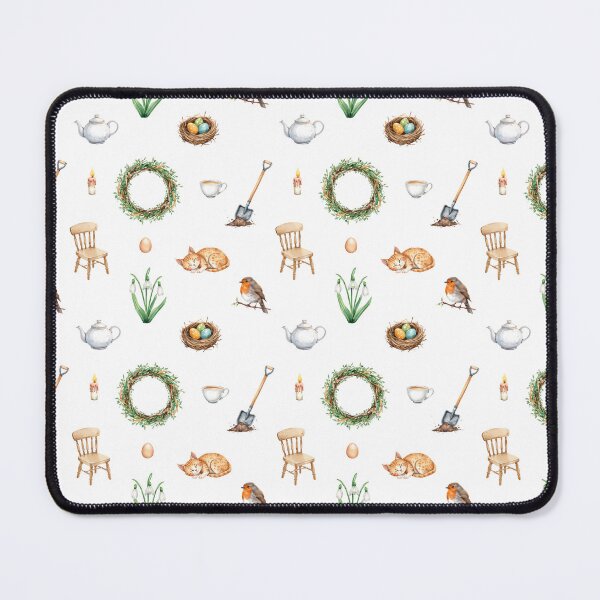Item preview, Spring Cottagecore Watercolor Pattern | Garden Wreath, Cat & Cozy Home designed and sold by HelgaCraftery.