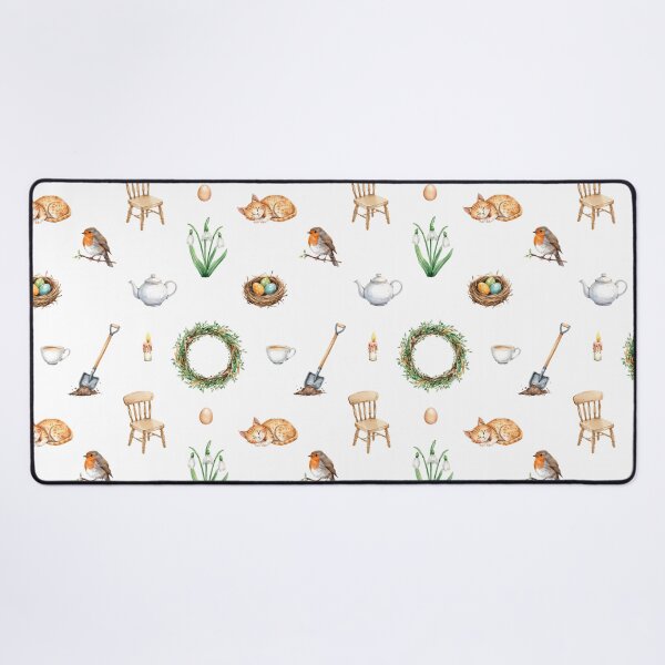 Item preview, Spring Cottagecore Watercolor Pattern | Garden Wreath, Cat & Cozy Home designed and sold by HelgaCraftery.