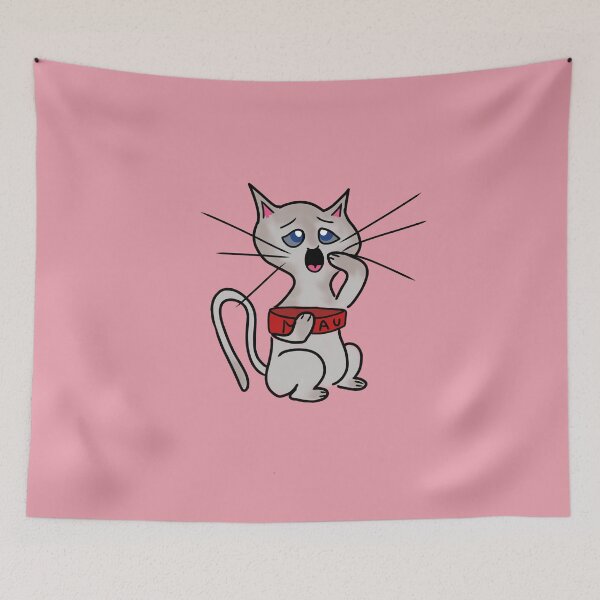 Item preview, Kitten, friend of the Greedy Cat. Pink background. designed and sold by Darlenehb.