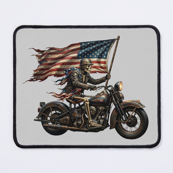 Item preview, Skeleton Biker American Flag Design, USA 250 Motorcycle Skeleton Art, Patriotic Freedom Rider PNG designed and sold by BreezifyDesignStudio.