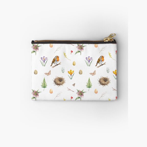 Item preview, Spring Cottagecore Watercolor Pattern | Robin, Flowers & Woodland Nature designed and sold by HelgaCraftery.