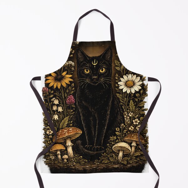 Item preview, Mystic Black Cat Moon — Witchy Floral Mushroom Dark Cottagecore Art designed and sold by artdesingart.