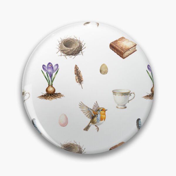 Item preview, Spring Cottagecore Watercolor Pattern | Robin, Crocus & Gentle Woodland designed and sold by HelgaCraftery.