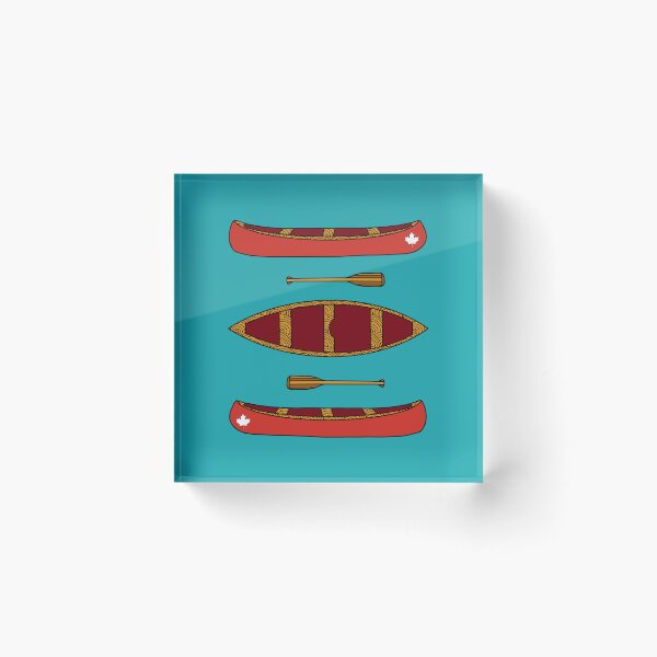 Item preview, Little Red Canoe - Hand-Drawn Canadian Paddling Art with Maple Leaf designed and sold by nomadraconteur.